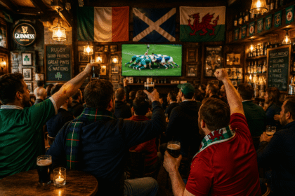 supporters de rugby dans un bar