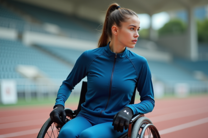 Jeune athlète en fauteuil roulant en pleine réflexion
