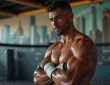 Fighter de MMA dans une salle ensoleillee avec mur mural Mille