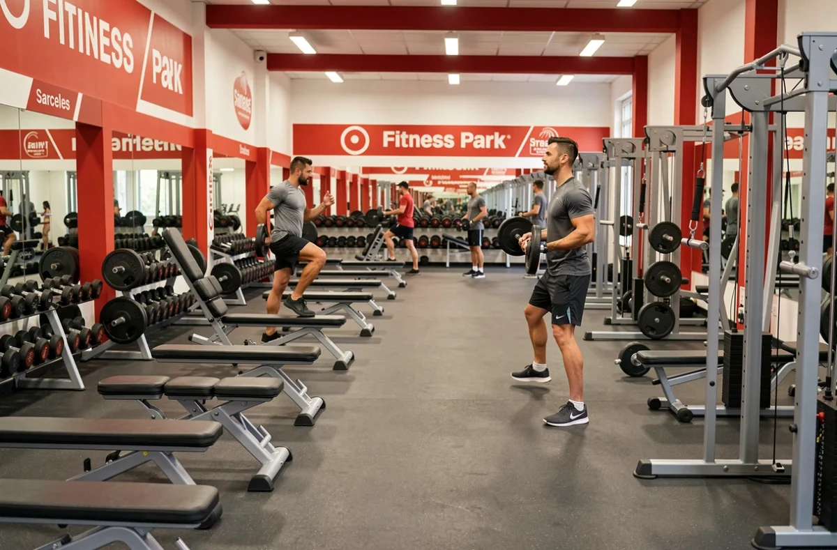 Intérieur de la salle Fitness Park de Sarcelles avec zones de musculation et cardio pour les adhérents