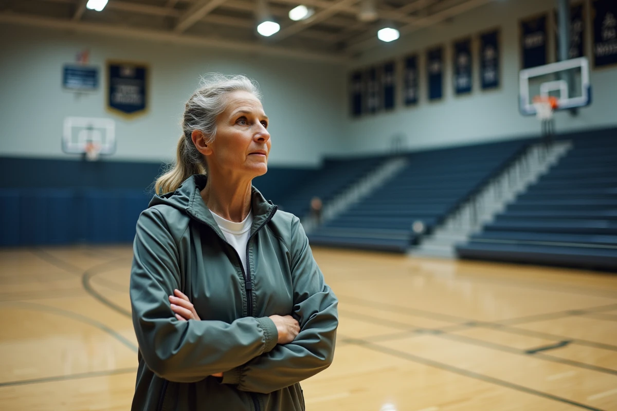Mère suivant attentivement l'entraînement de sa fille championne dans une salle de sport