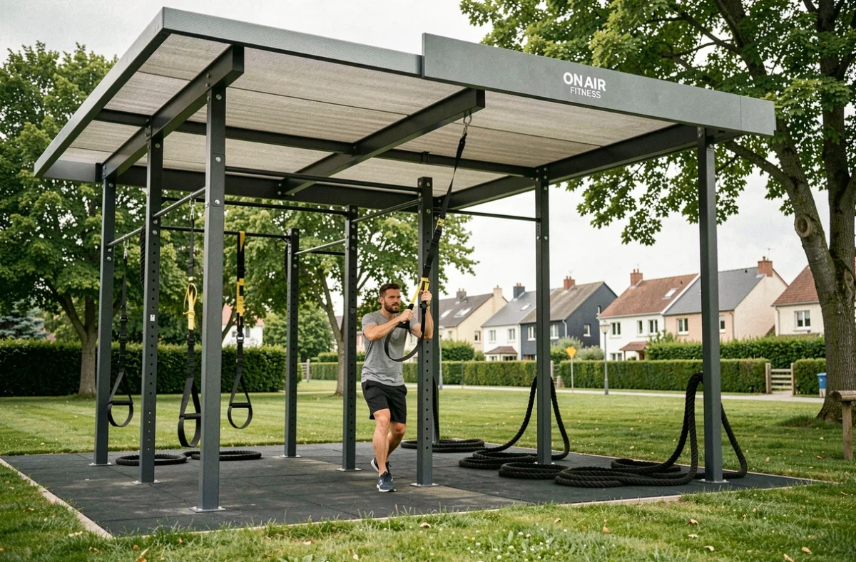 Salle On Air Fitness Franconville avec espace d'entraînement en plein air et équipements fonctionnels