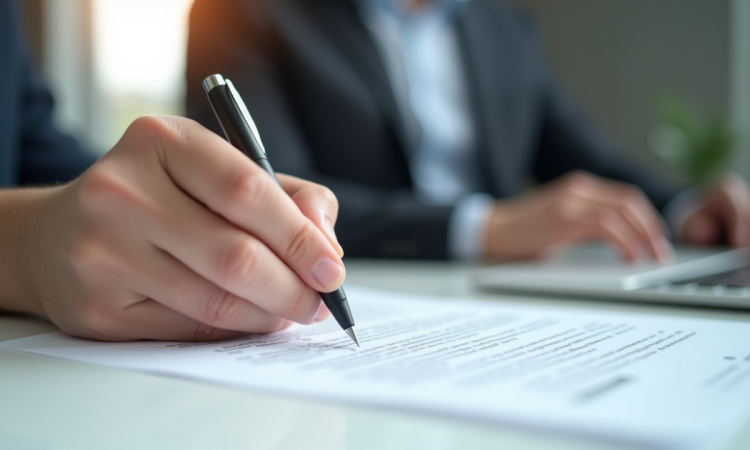 Mains signant une lettre de résiliation de gym