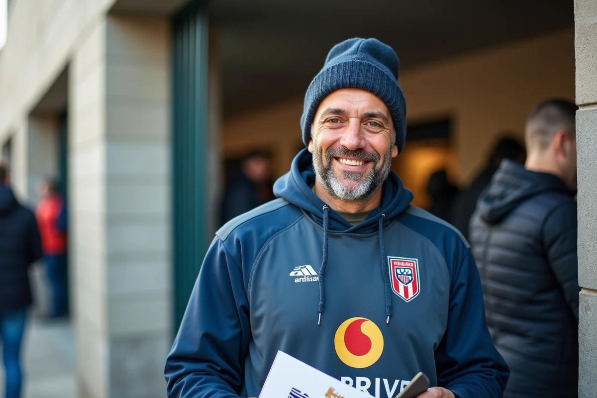 Supporter du CA Brive devant l'entrée du stade Amédée-Domenech avant un match en 2026